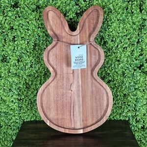 Crofton Bunny Wood Board 100% Acacia Wood Easter Rabbit Charcuterie Serving Tray